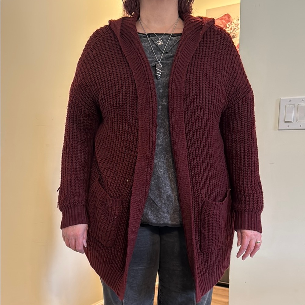 Cozy Burgundy Knit Cardigan